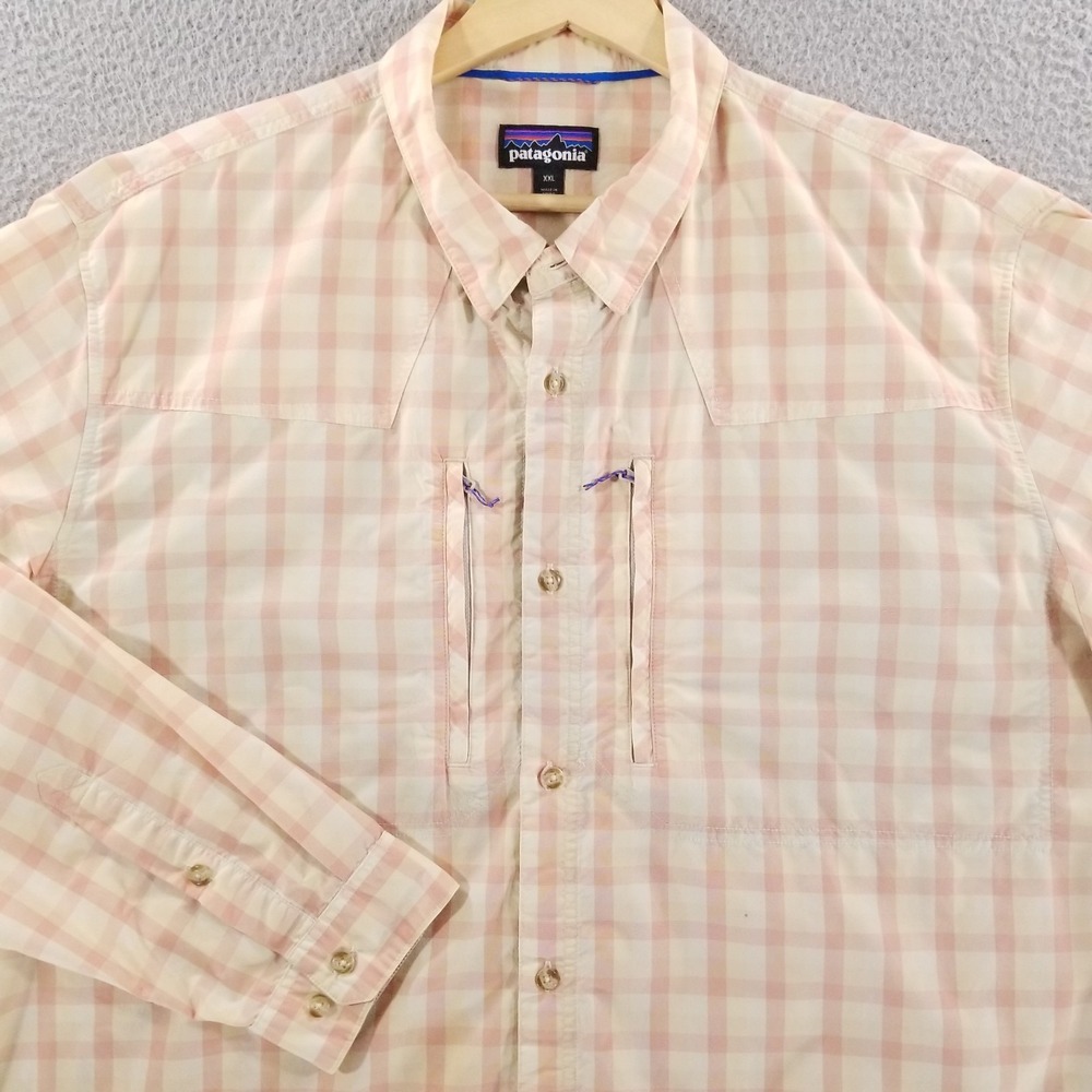 Patagonia Shirt Mens 2XL Plaid Sun Stretch Fishing Outdoor Hiking Fitz Roy Nylon